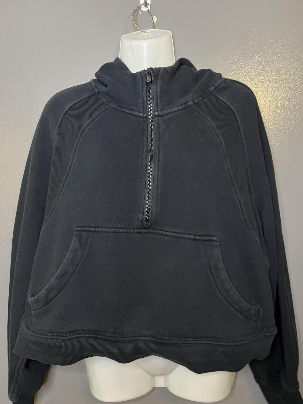 CRZ YOGA Hoodie Womens Medium Black Fleece 1/2 Zip Thumbholes Sweatshirt